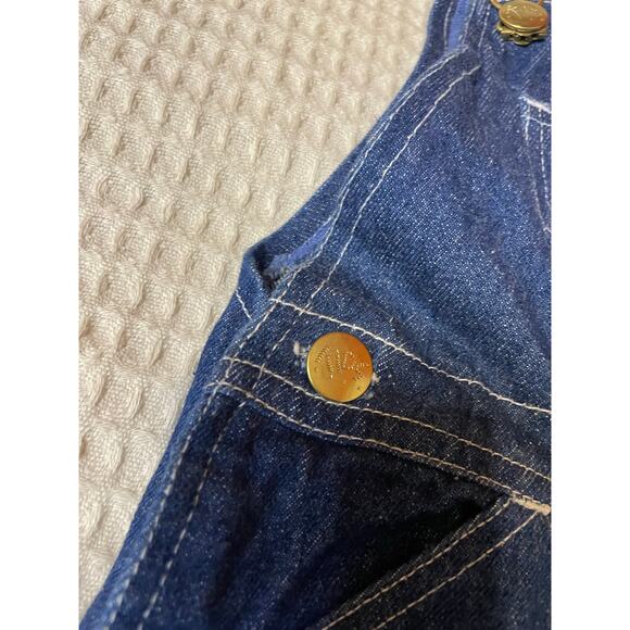 VTG Kids Talk Dark Wash 100% Cotton Snap Crotch Denim Play Overalls Size 2T - Picture 3 of 10